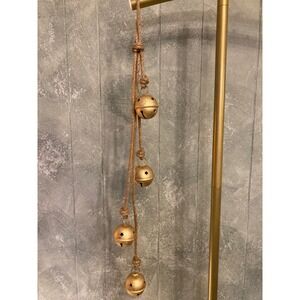 Rustic Gold Metal Jingle Bell Cluster on Jute Rope Farmhouse Decor 4 Bell